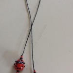 red ladybug glass beaded bookmark